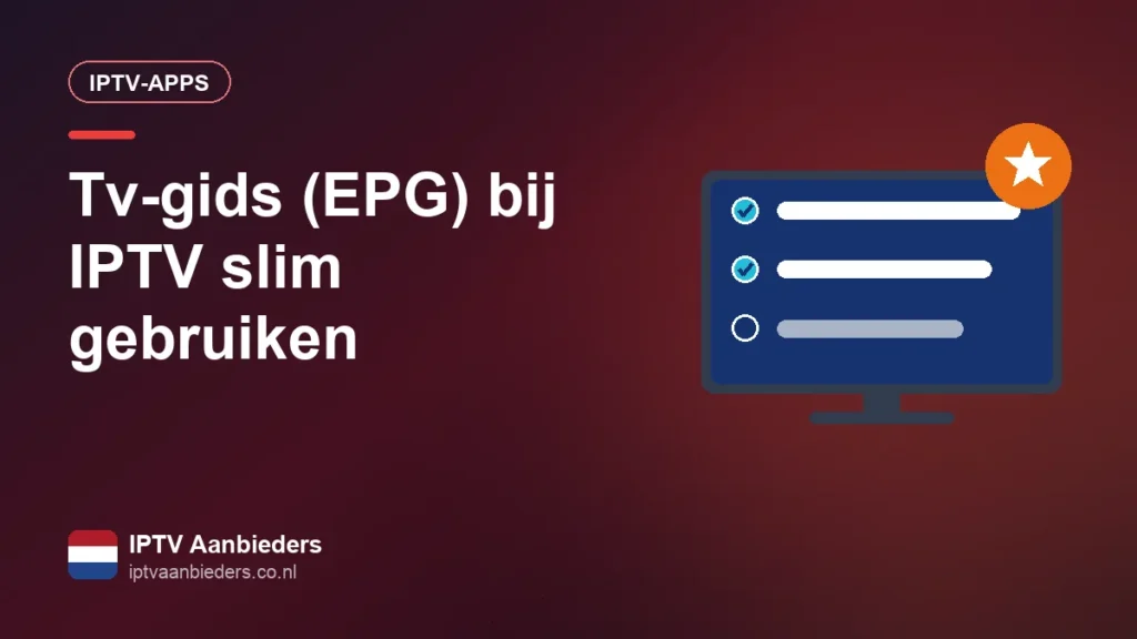 Tv-gids (EPG) geopend in een IPTV-app op een televisie